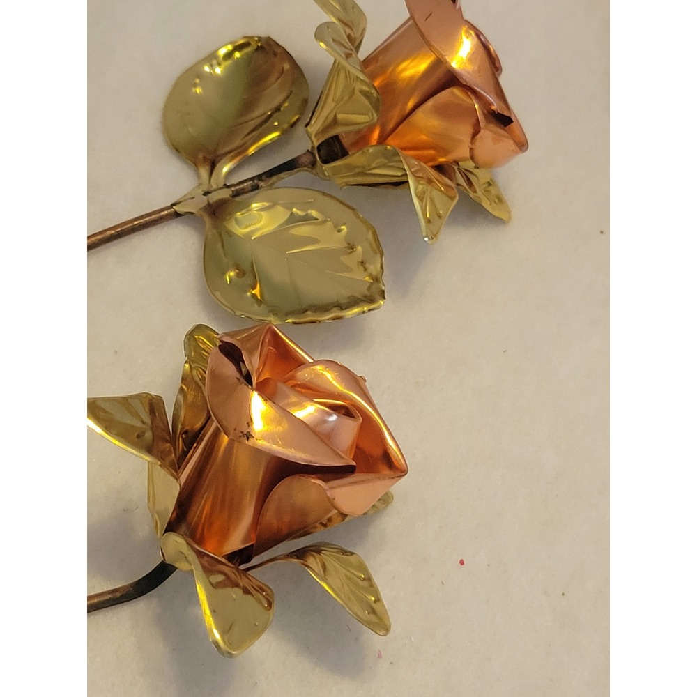 Home Interiors Metal Rose Wall Swag Set Gold Copper Floral USA AZ-8890 - Picture 7 of 16